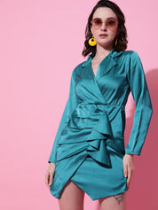 Kotty Solid Satin Wrap Dress