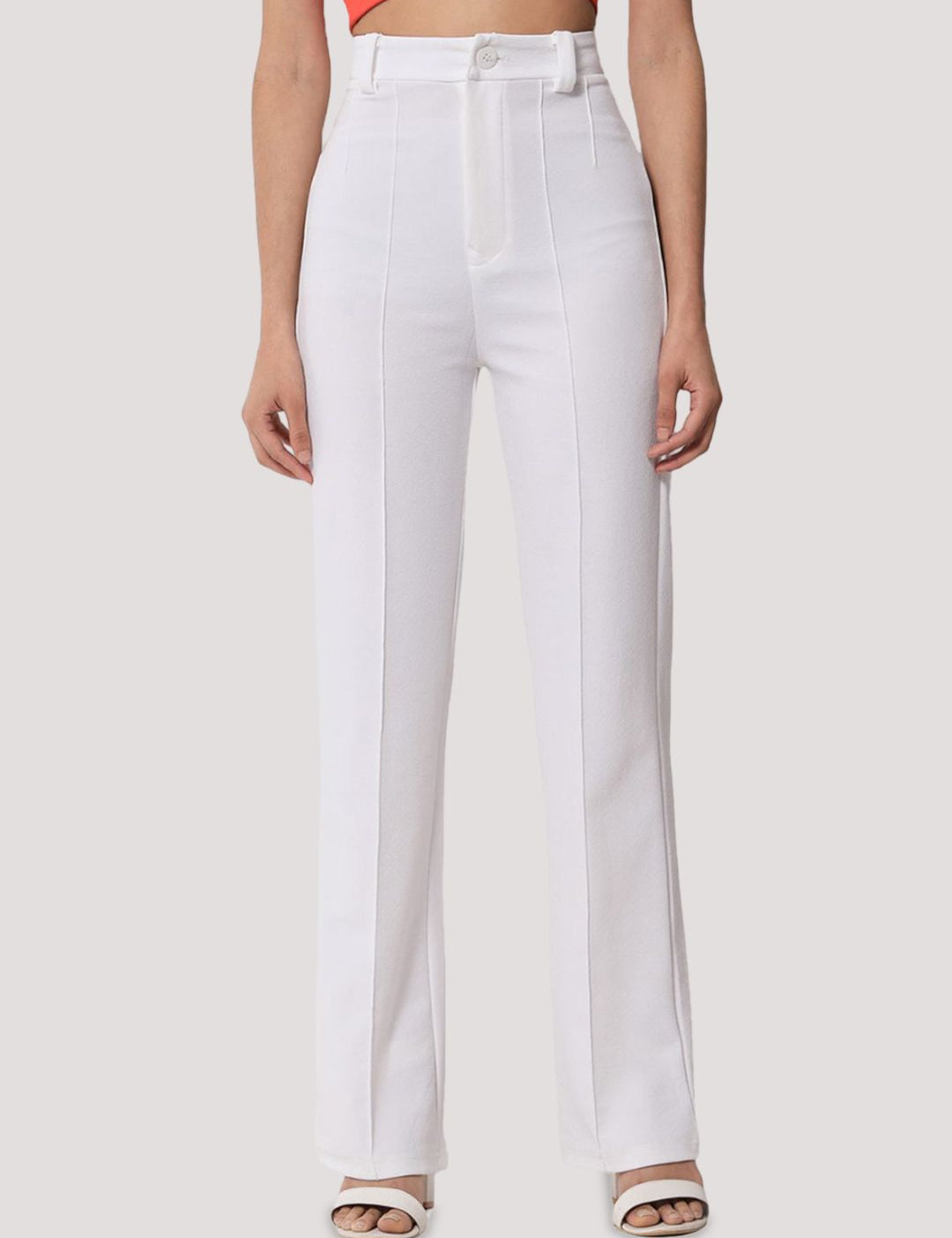 KOTTY BIZwear Women Relaxed Straight Leg Straight Fit High-Rise Easy Wash Trousers