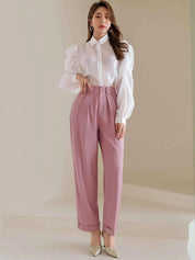 Kotty Women Pink Relaxed Straight Leg Straight Fit High-Rise Trousers