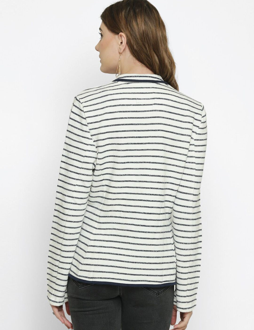 Kotty Women White Striped Tailored Jacket