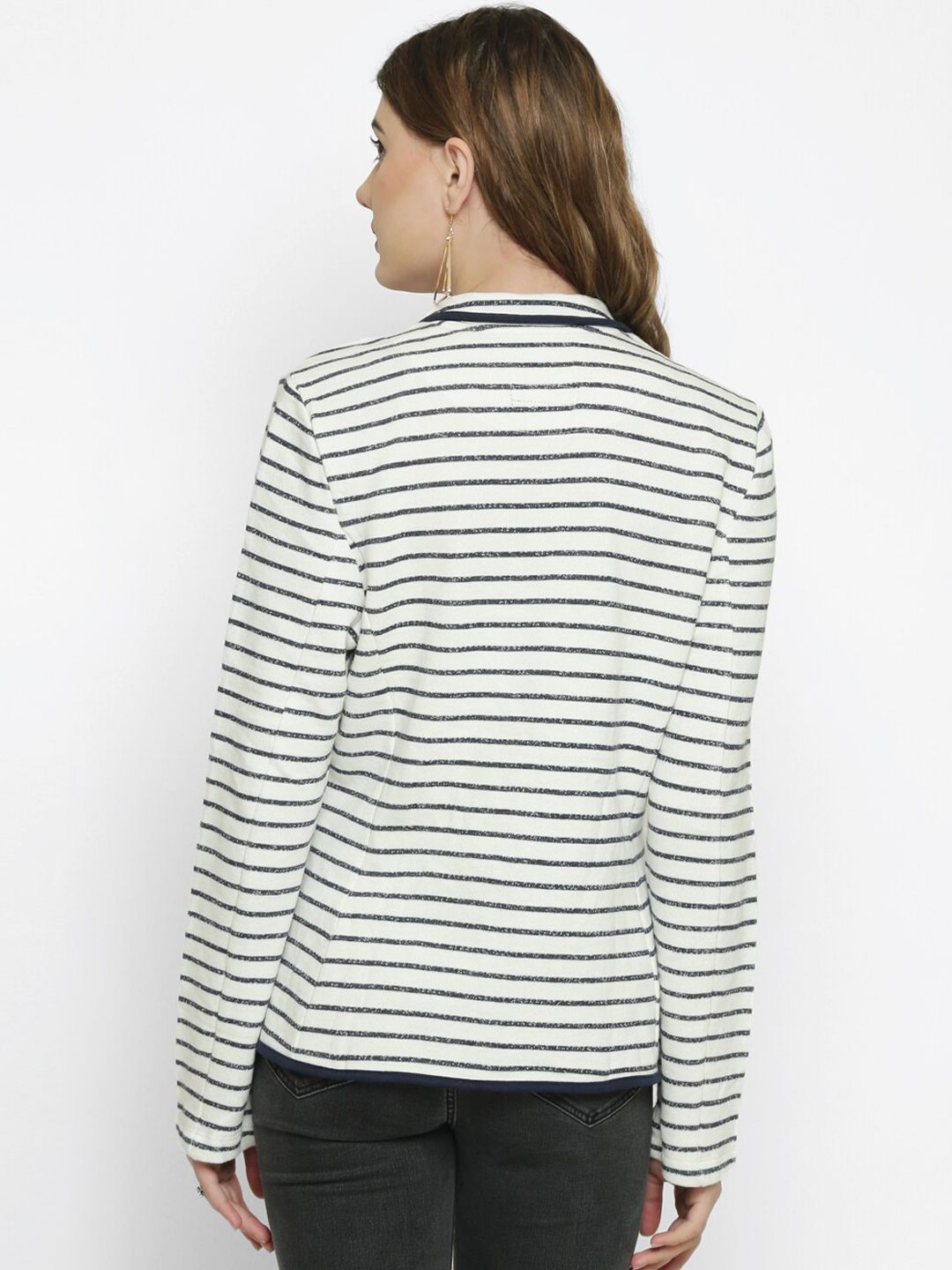 Kotty Women White Striped Tailored Jacket