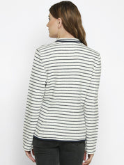Kotty Women White Striped Tailored Jacket