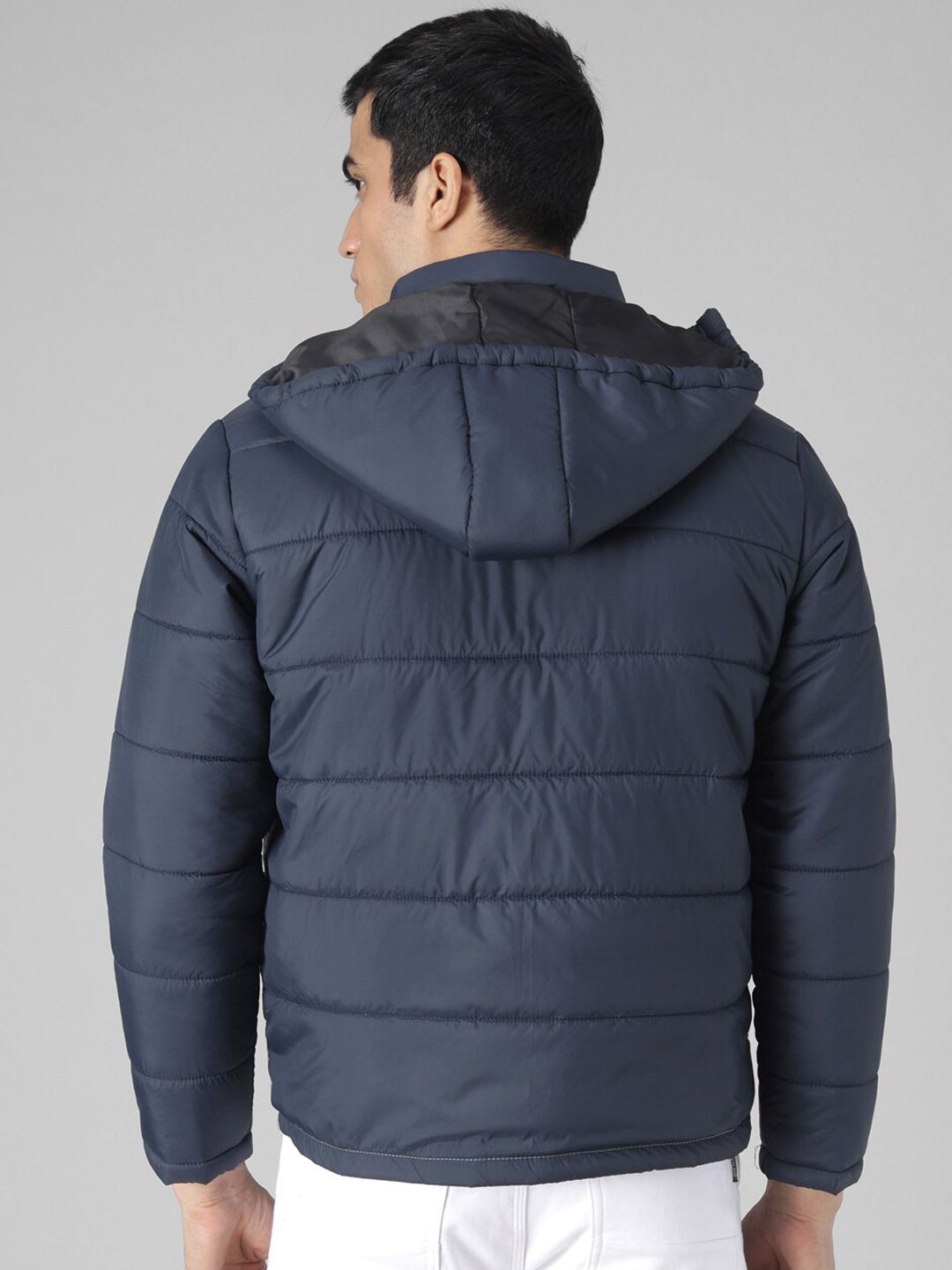 Kotty Men Blue & Grey Colourblocked Padded Jacket