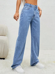 Kotty Women Wide Leg High-Rise Clean Look Crinkle Stretchable Jeans