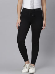 Kotty Women Black Solid Straight-Fit Track Pants