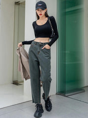 KOTTY Basics Women Grey Jean Straight Fit High-Rise Clean Look Stretchable Jeans