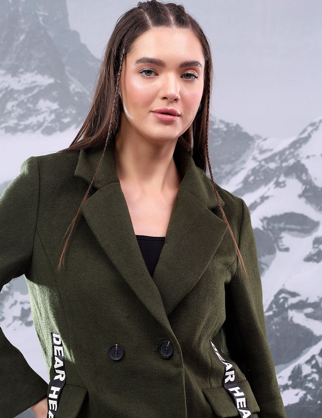 Kotty Women Notched Lapel Cotton Single-Breasted Overcoat