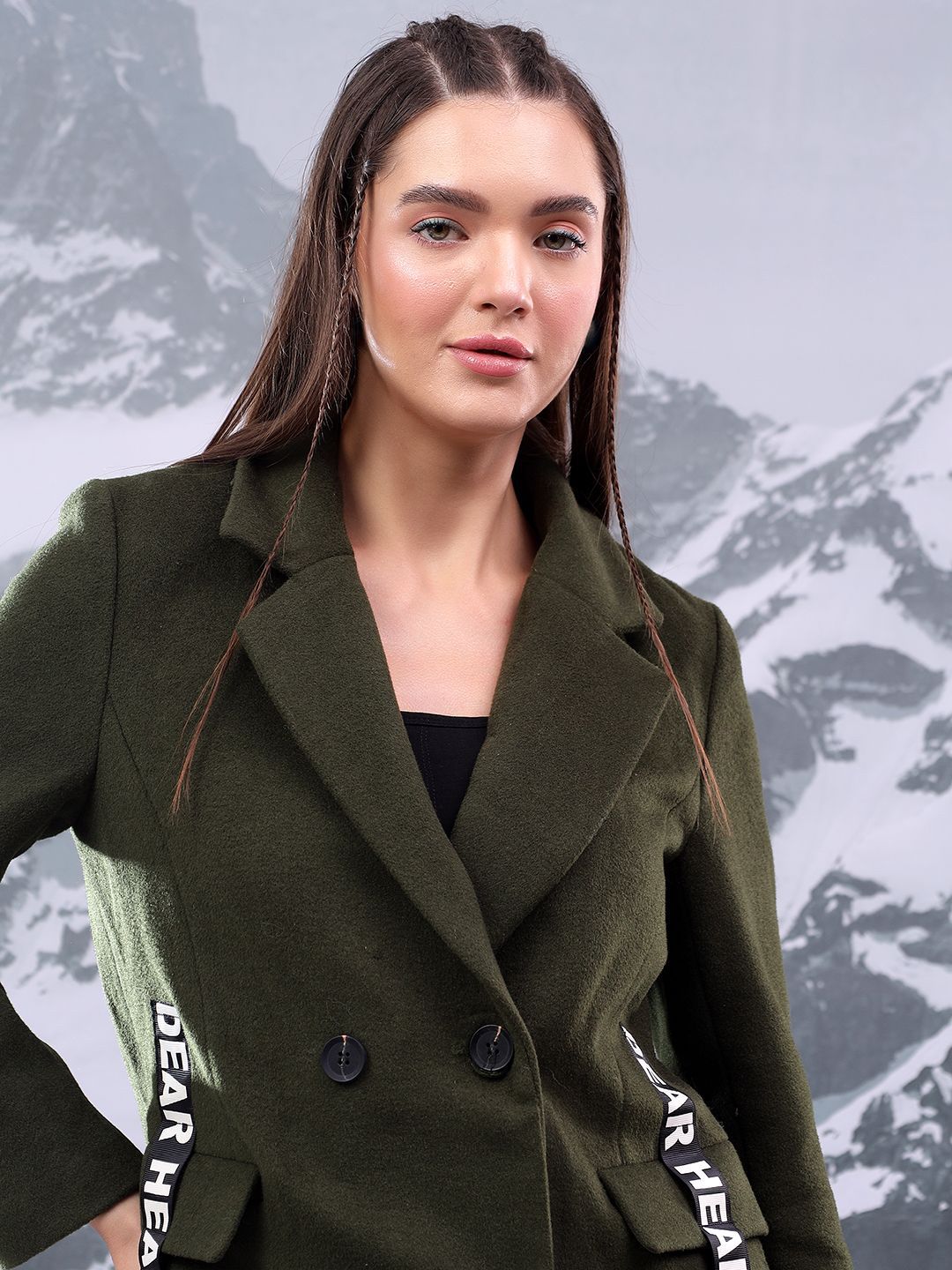 Kotty Women Notched Lapel Cotton Single-Breasted Overcoat