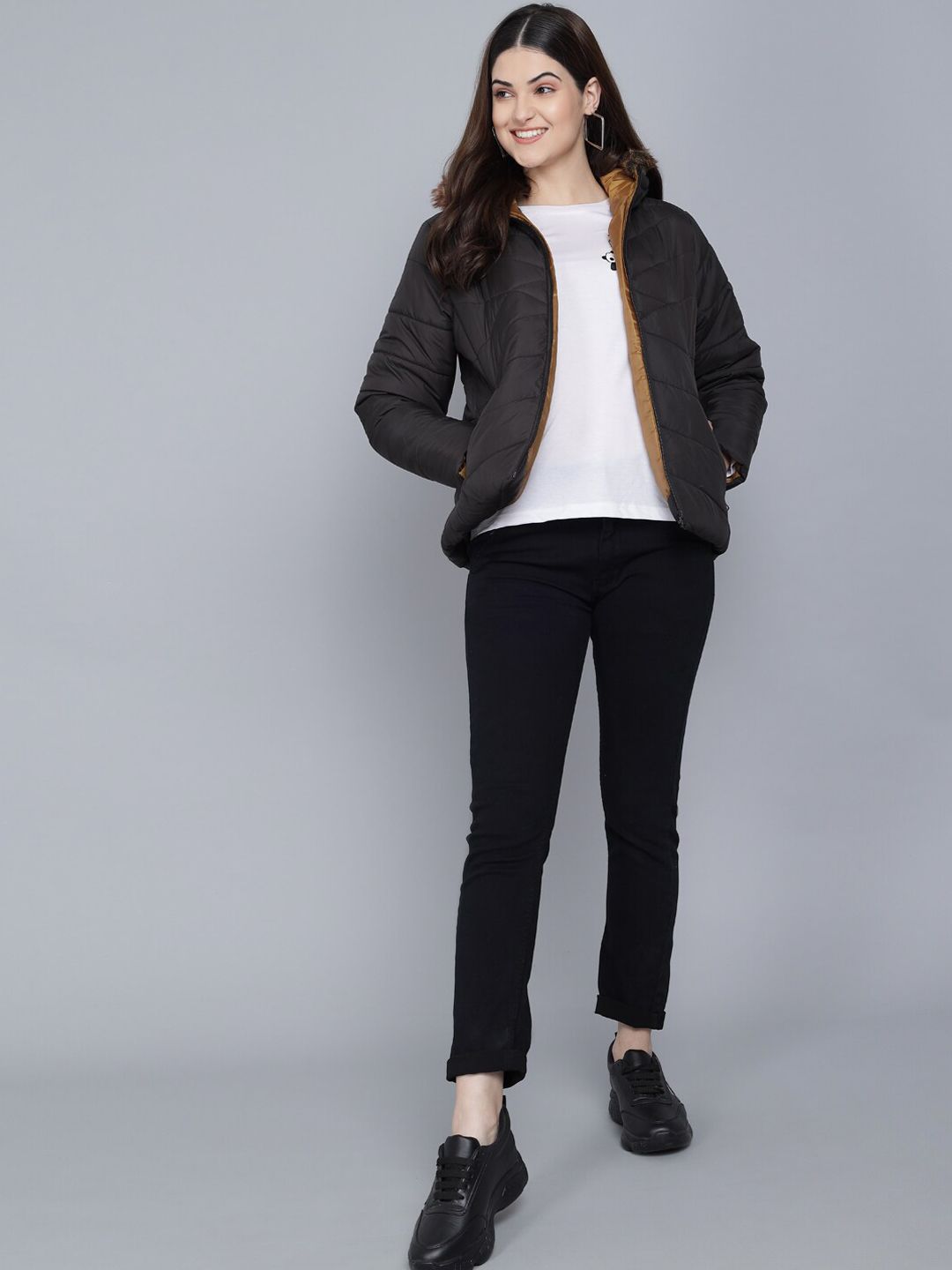 Kotty Women Black Lightweight Padded Jacket