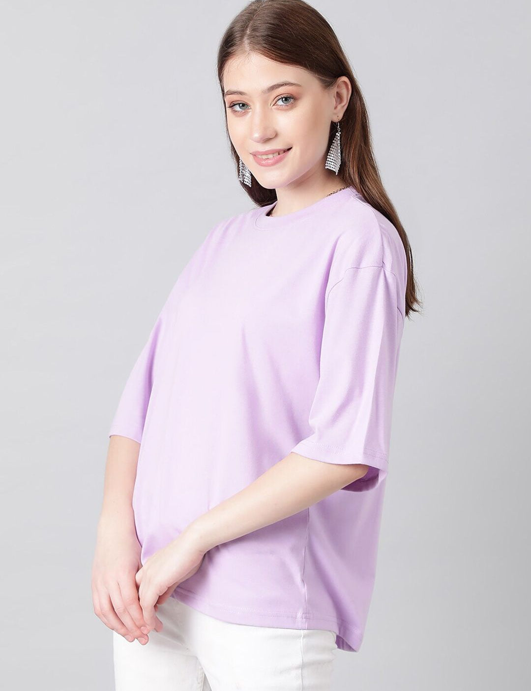 KOTTY Basics Basics Round Neck Drop-Shoulder Sleeves Oversized T-shirt
