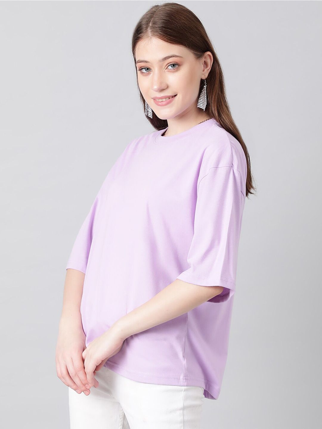KOTTY Basics Basics Round Neck Drop-Shoulder Sleeves Oversized T-shirt