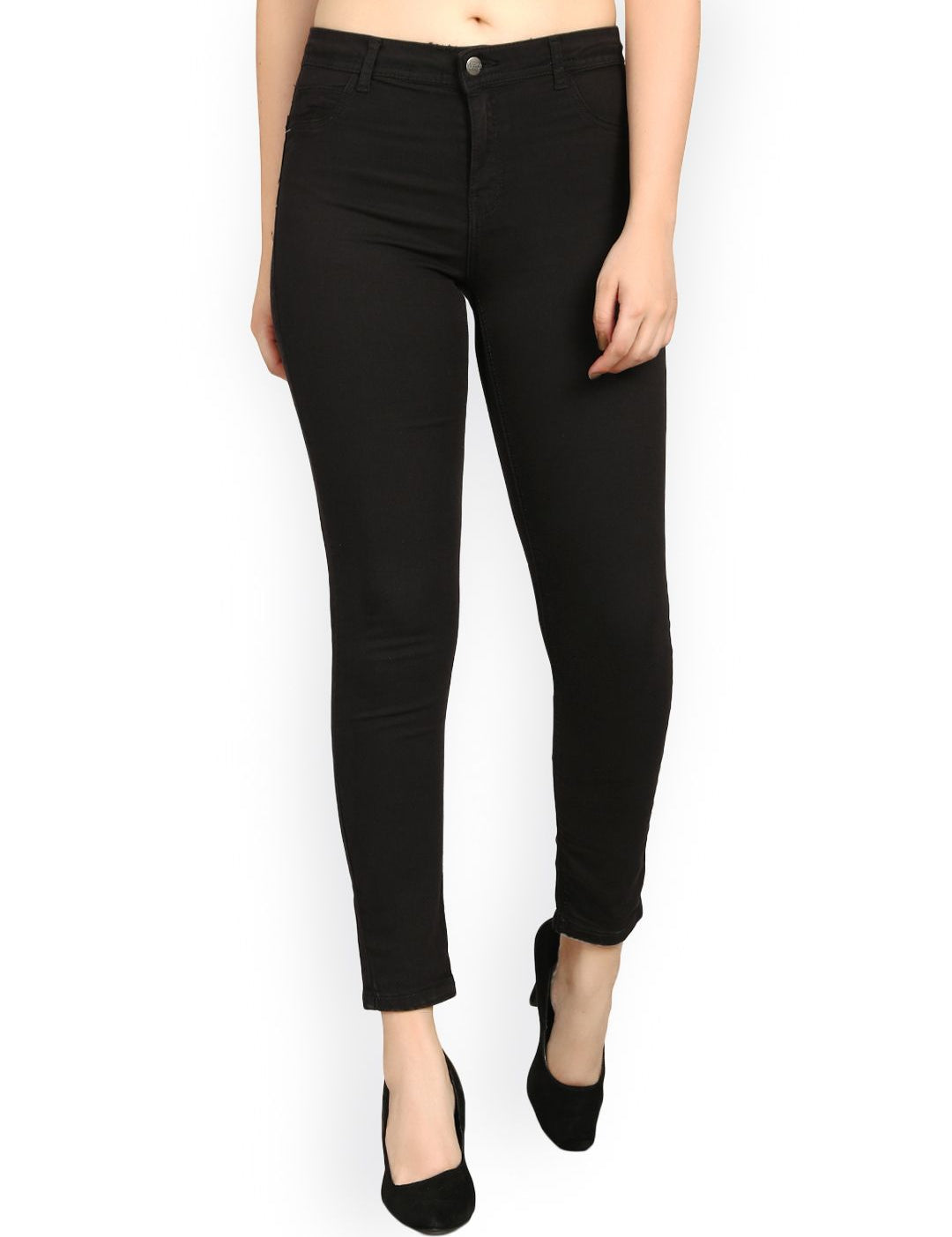 Kotty Women Black Skinny Fit High-Rise Slash Knee Jeans