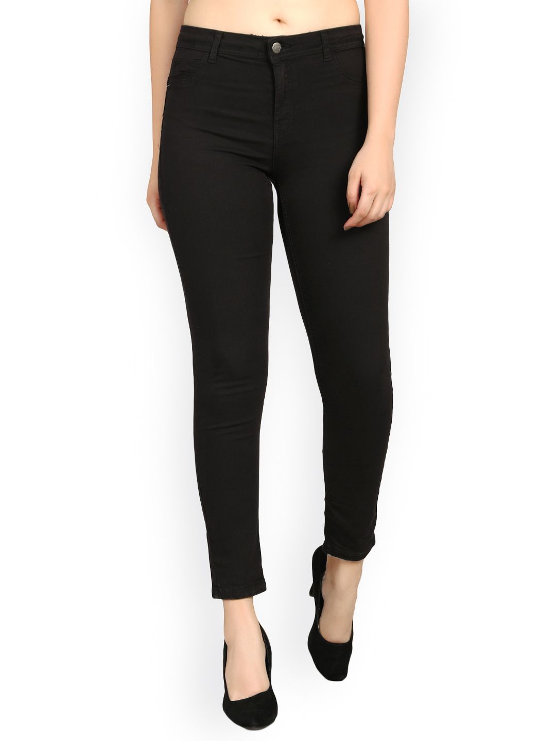 Kotty Women Black Skinny Fit High-Rise Slash Knee Jeans