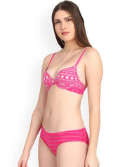 Kotty Women Pink Printed Lingerie Set KTTIW120