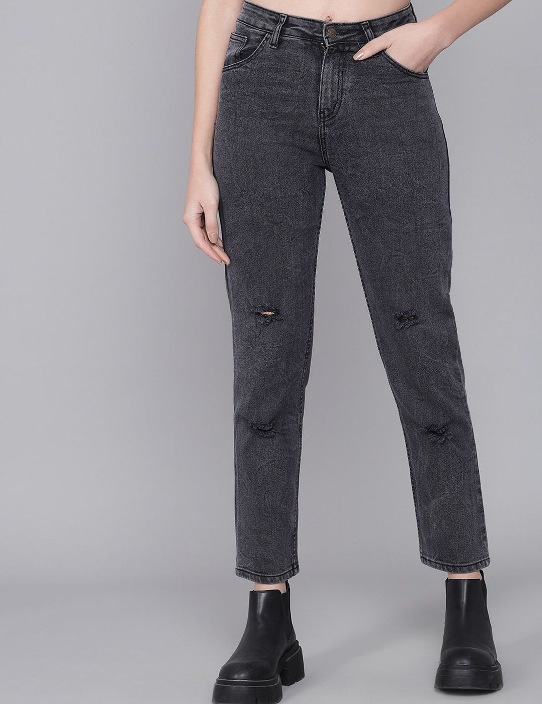 Kotty Women Blue High-Rise Mildly Distressed Jeans