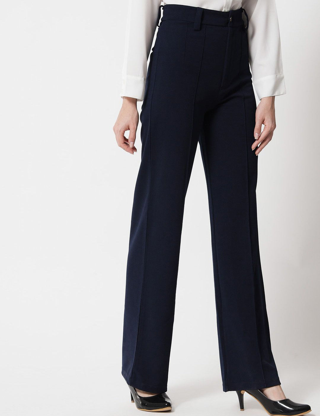 KOTTY BIZwear Women Pack Of 2 Straight Fit High-Rise Easy Wash Relaxed Parallel Trousers