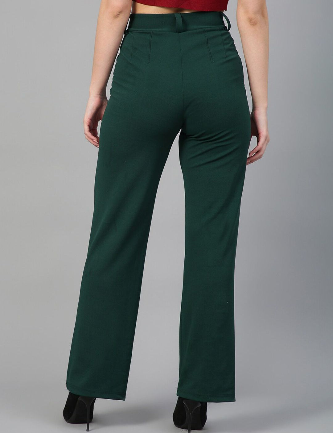 Kotty Women Relaxed Straight Fit High-Rise Easy Wash Parallel Trousers