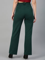 Kotty Women Relaxed Straight Fit High-Rise Easy Wash Parallel Trousers