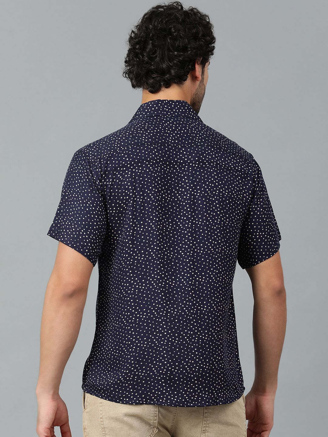 Kotty Men Cuban Collar Micro Ditsy Printed Casual Shirt