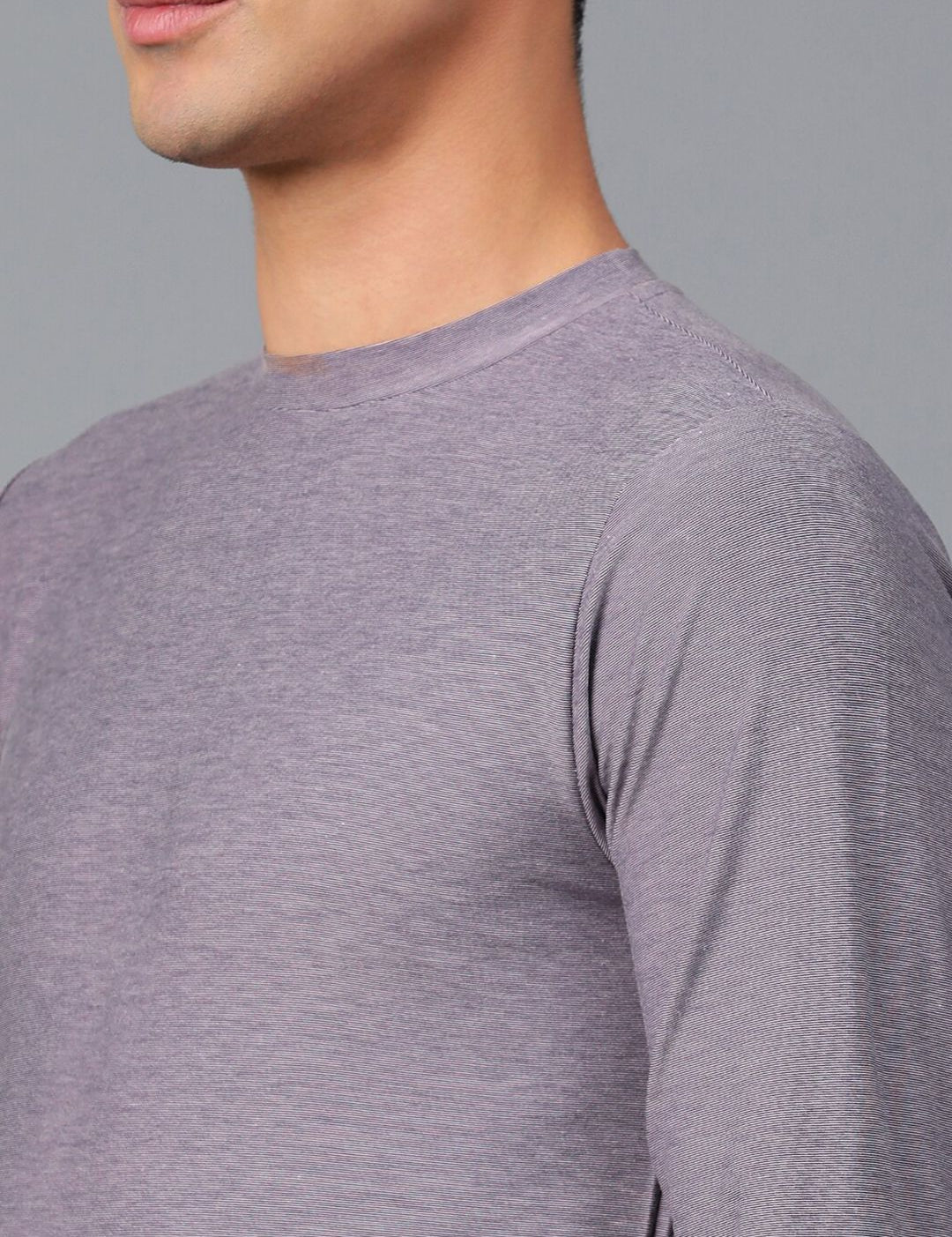 Kotty Purple Round Neck Long Sleeves Slim Fit T-shirt