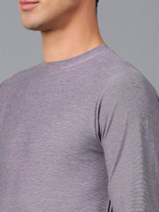 Kotty Purple Round Neck Long Sleeves Slim Fit T-shirt