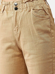 Kotty Women Beige Boyfriend Fit High-Rise Clean Look Jeans