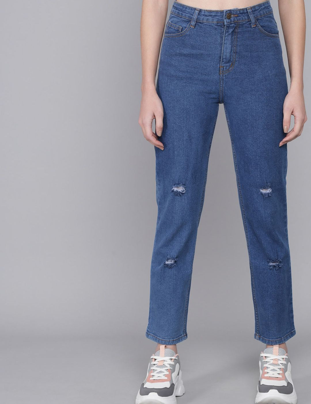 Kotty Women Blue High-Rise Mildly Distressed Light Fade Jeans