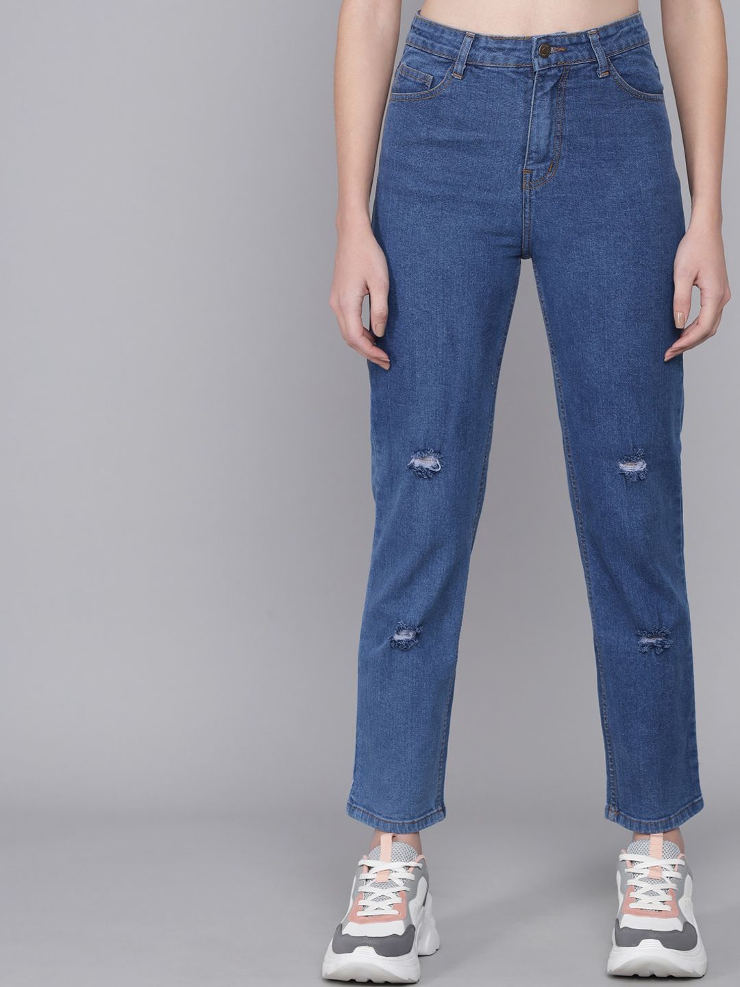 Kotty Women Blue High-Rise Mildly Distressed Light Fade Jeans