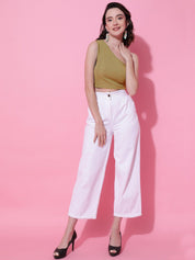 KOTTY Basics One Shoulder Fitted Crop Top