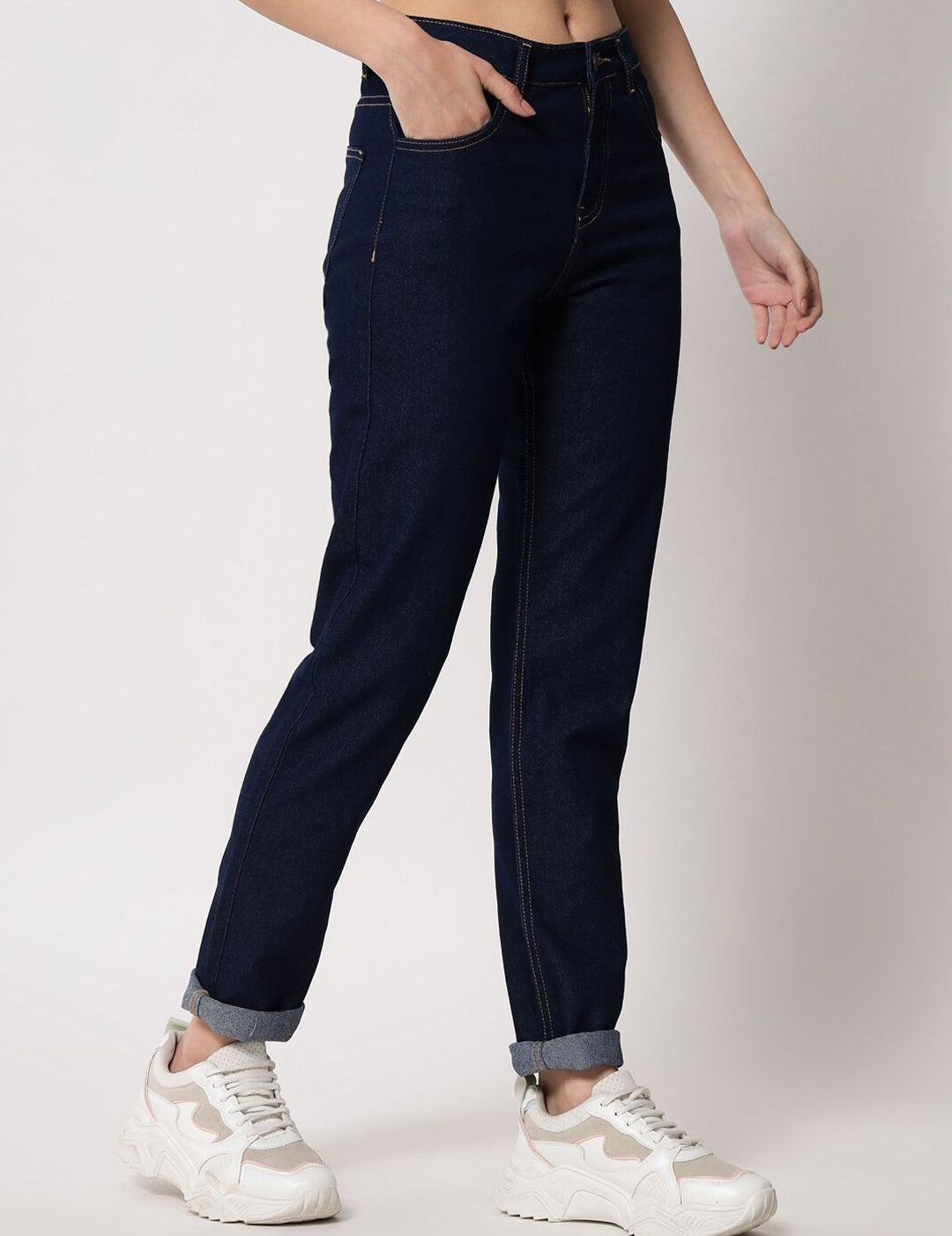 Kotty Women Blue Cotton Slim Fit Jeans