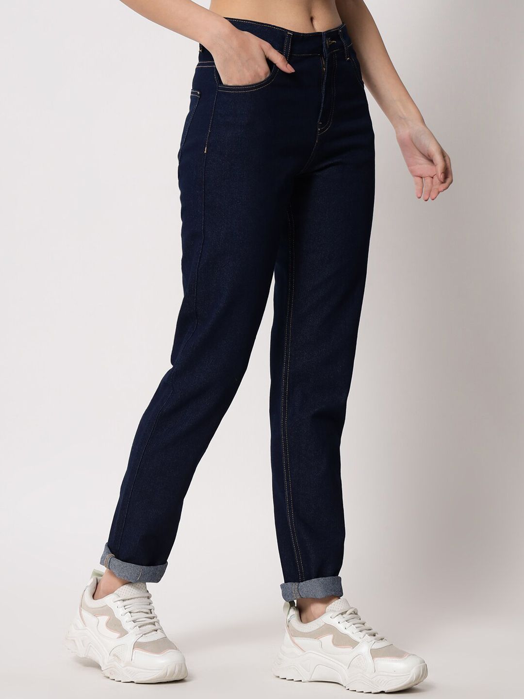 Kotty Women Blue Cotton Slim Fit Jeans