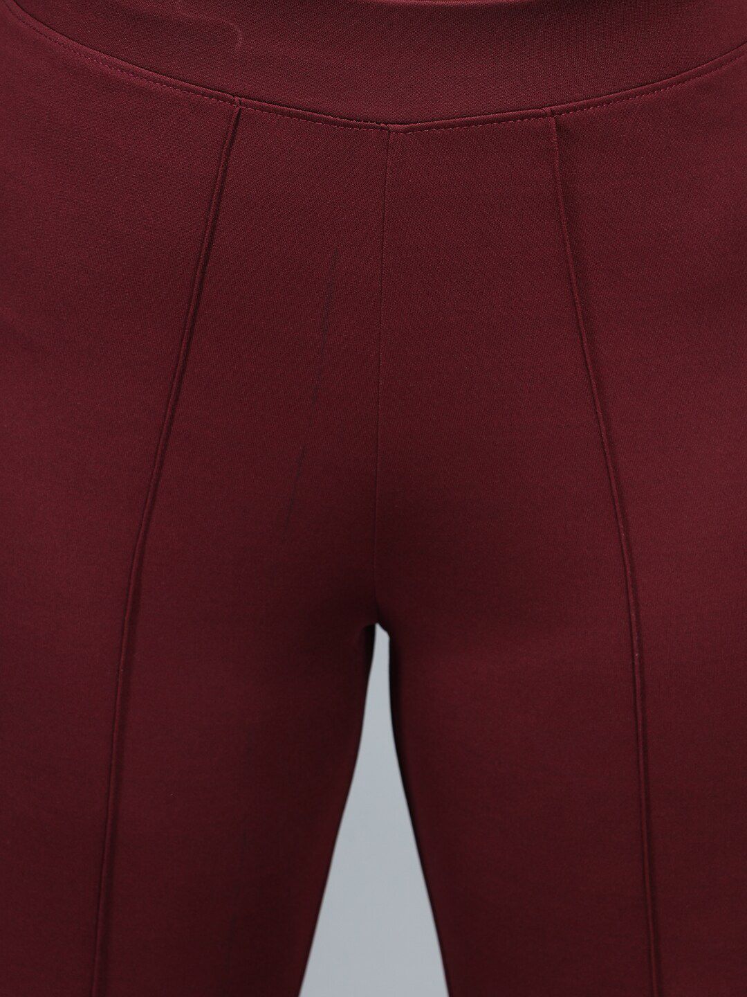 Kotty Women Maroon Solid High-Rise Bootcut Trousers