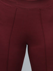 Kotty Women Maroon Solid High-Rise Bootcut Trousers