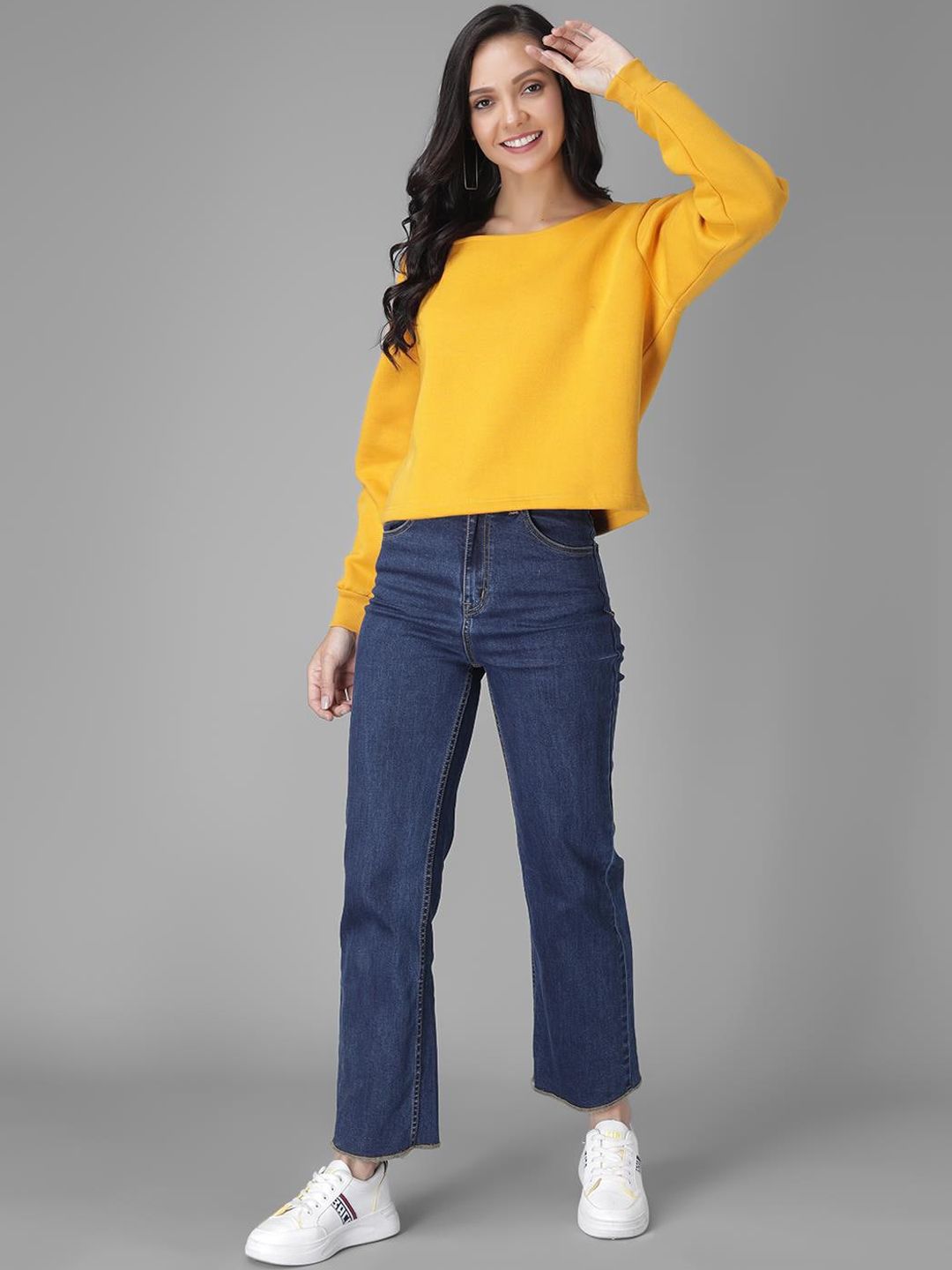 Kotty Women Yellow Solid Sweatshirt
