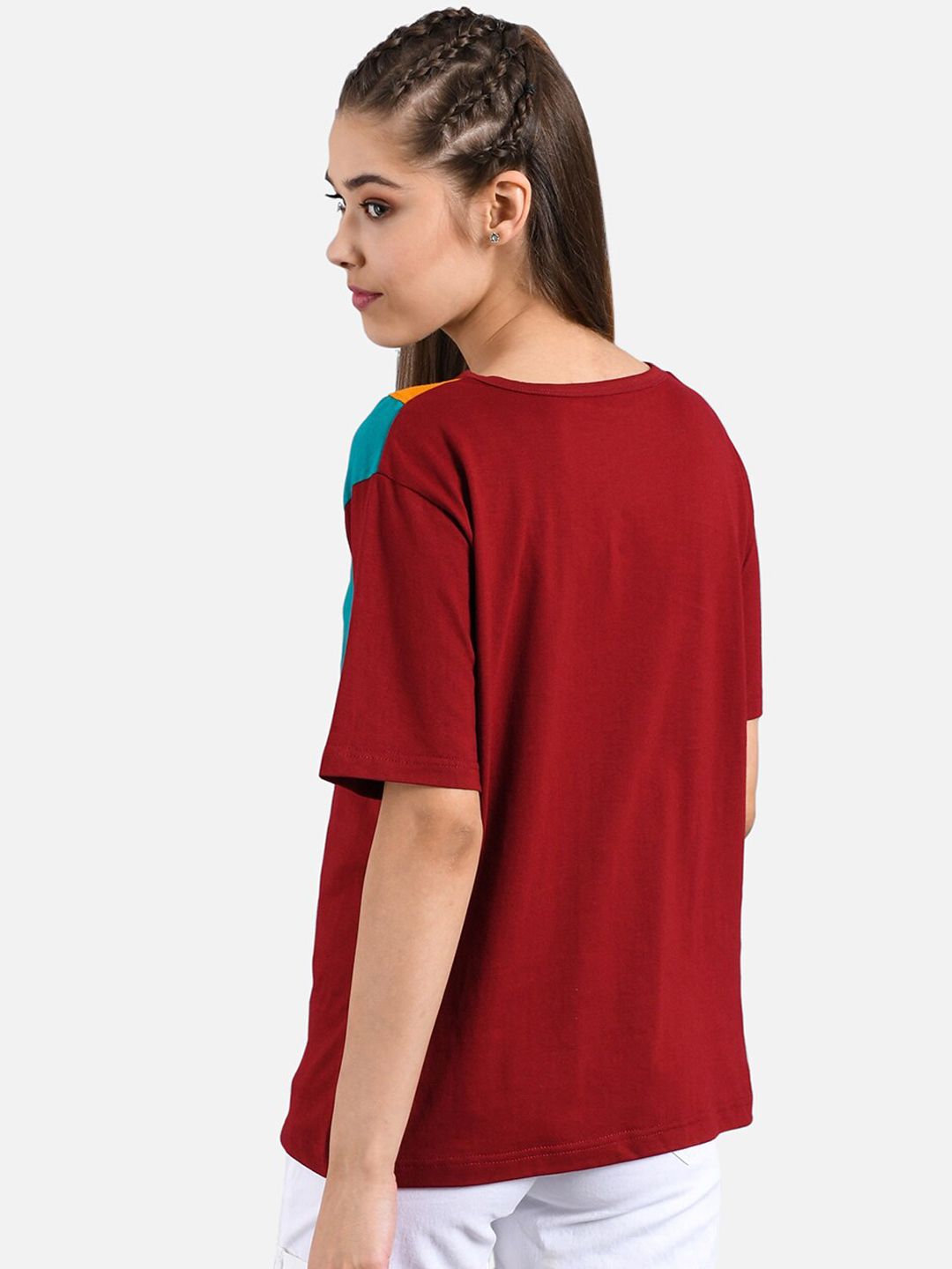 Kotty Women Pack of 2 Multicoloured Colourblocked Round Neck T-shirts