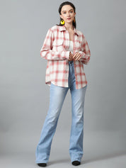 Kotty Tartan Checks Spread Collar Casual Shirt