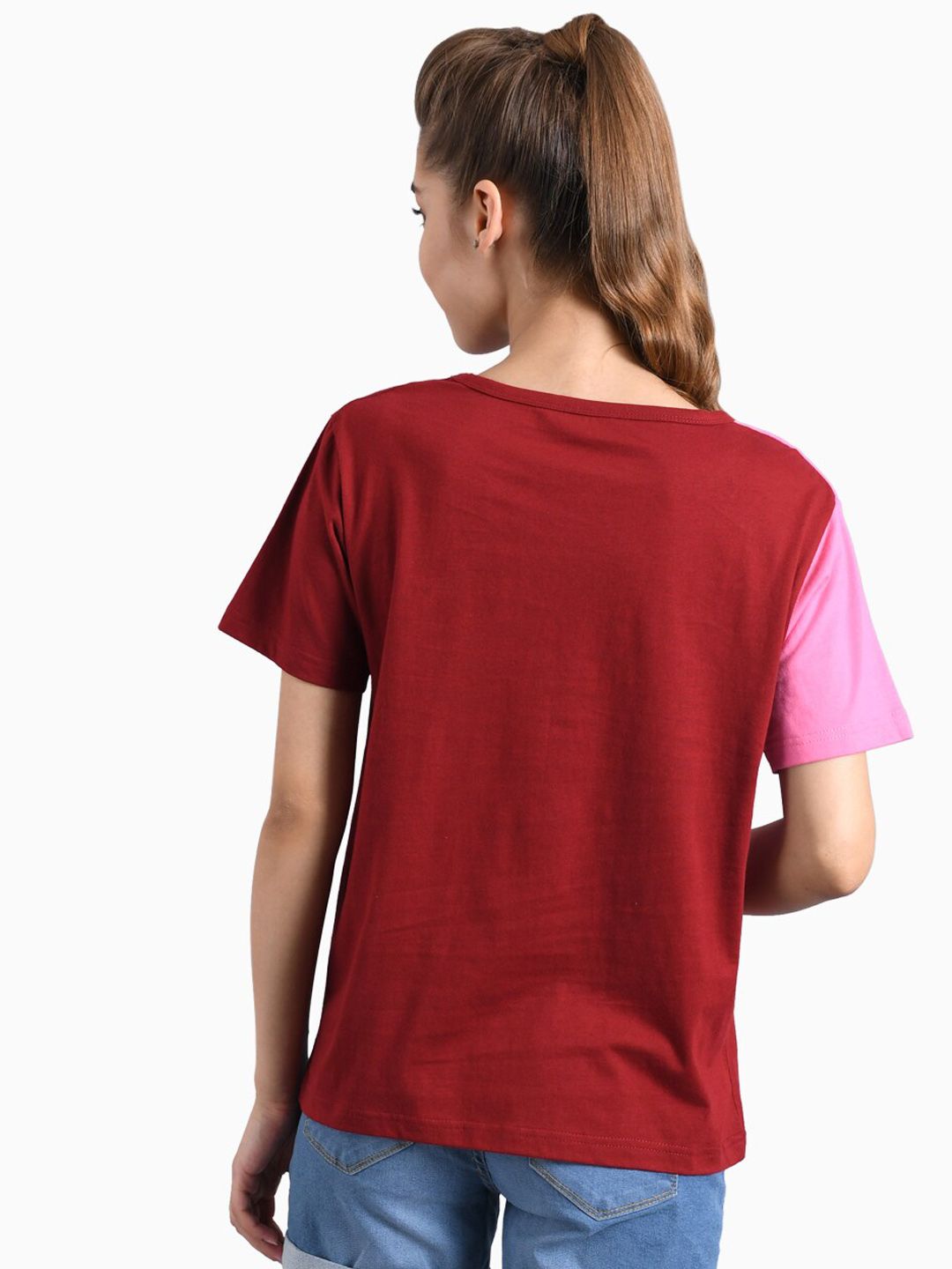 Kotty Women Multicoloured Pack of 2 Colourblocked Round Neck T-shirt