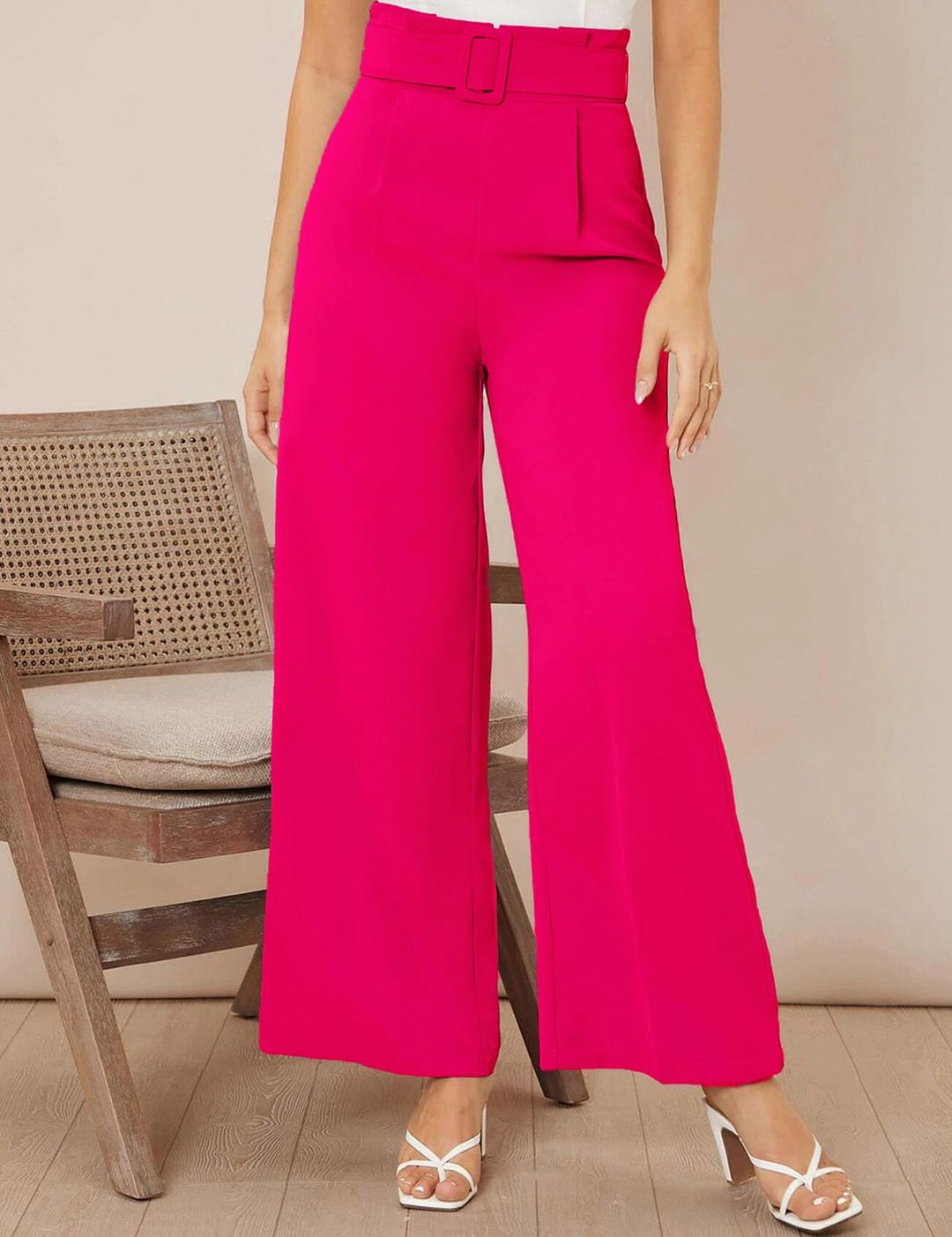 KOTTY BIZwear Women Relaxed Straight Fit High-Rise Easy Wash Pleated Trousers