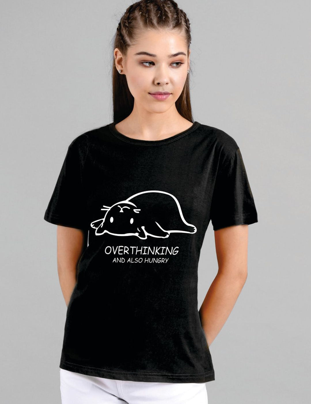 Kotty Women Black Printed Round Neck T-shirt