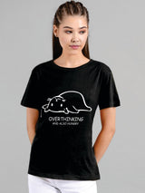 Kotty Women Black Printed Round Neck T-shirt
