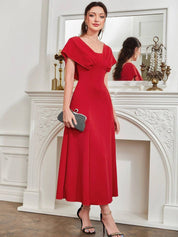 Kotty Women Solid Flared Sleeve Fit & Flare Maxi Dress