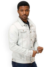 Kotty Men Spread Collar Solid Denim Jacket