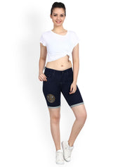 Kotty Women Blue Solid Regular Fit Denim Shorts