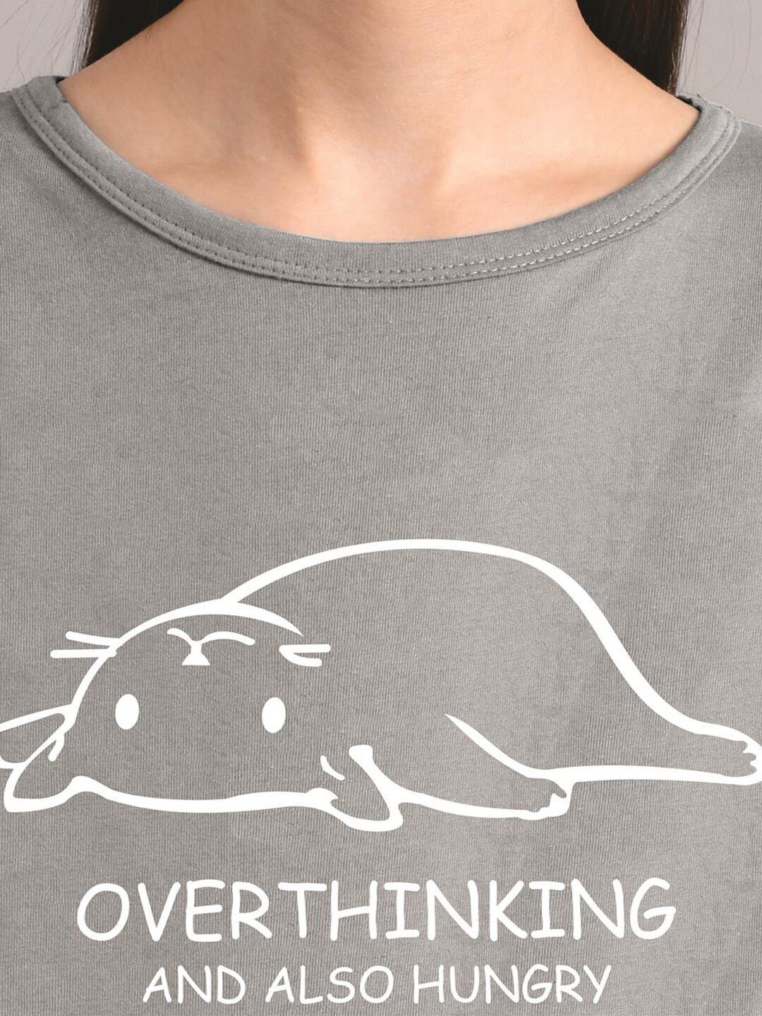 Kotty Women Grey Printed Round Neck T-shirt