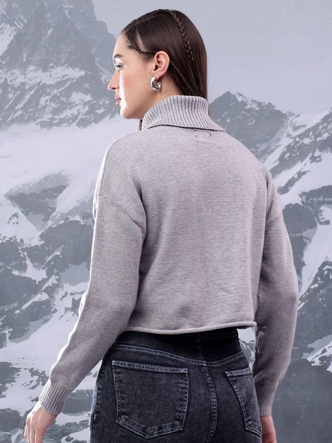 Kotty Women Turtle Neck Crop Pullover