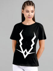 Kotty Women Black Printed Round Neck T-shirt