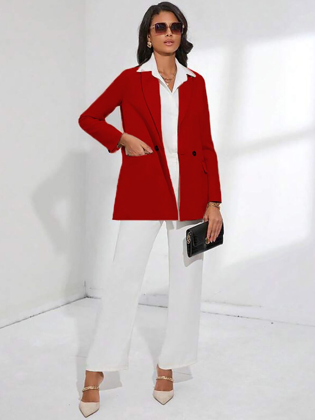 KOTTY BIZwear Double-Breasted Casual Cheery Red Blazer