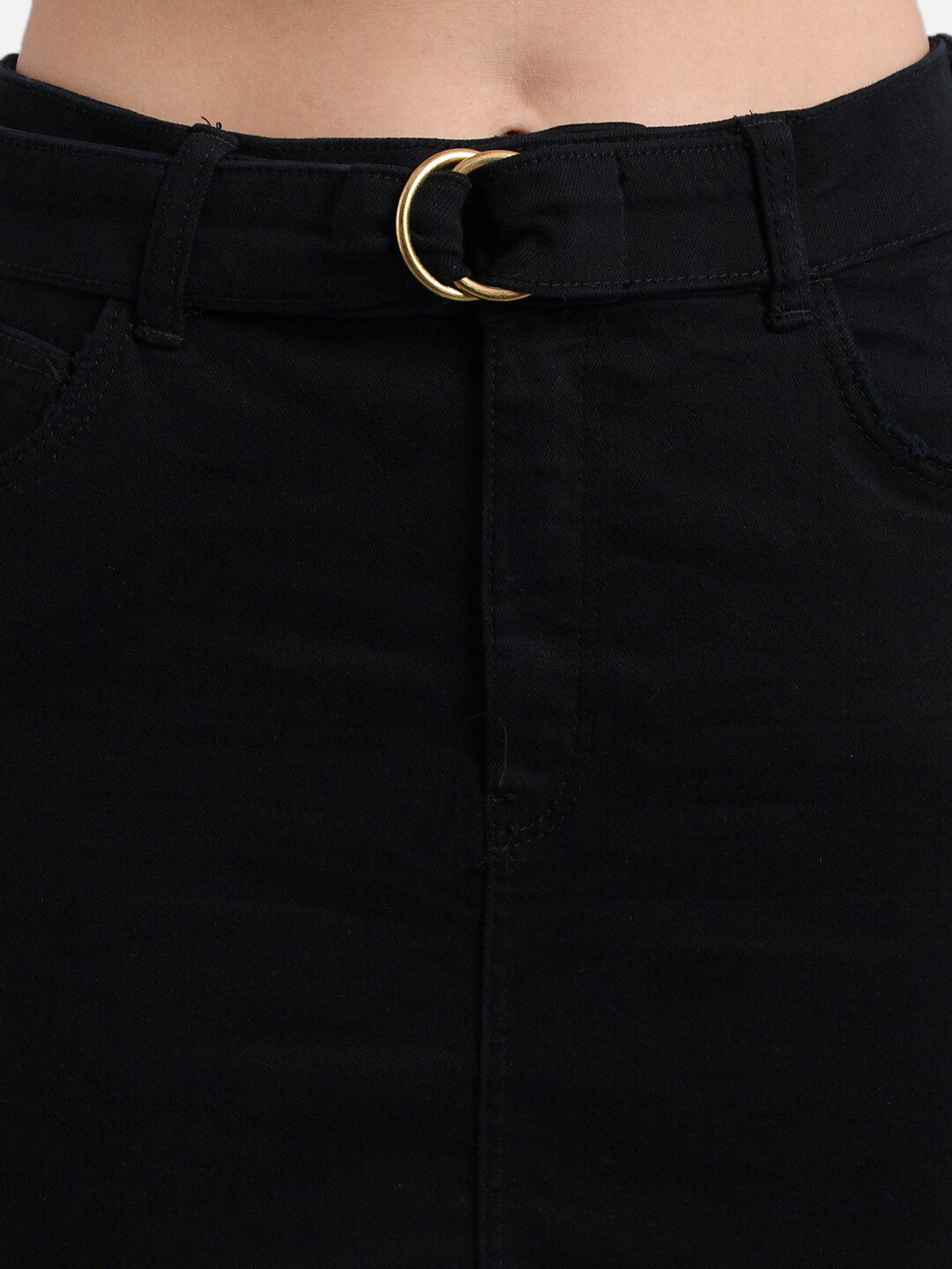 Kotty Women Black Solid Above Knee Straight Skirt