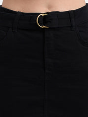 Kotty Women Black Solid Above Knee Straight Skirt