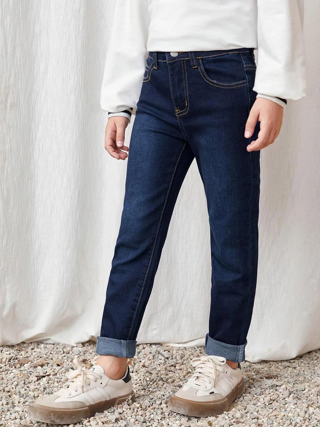 Kotty Boys Light Fade Crinkle Mid-Rise Cotton Stretchable Regular Fit Jeans